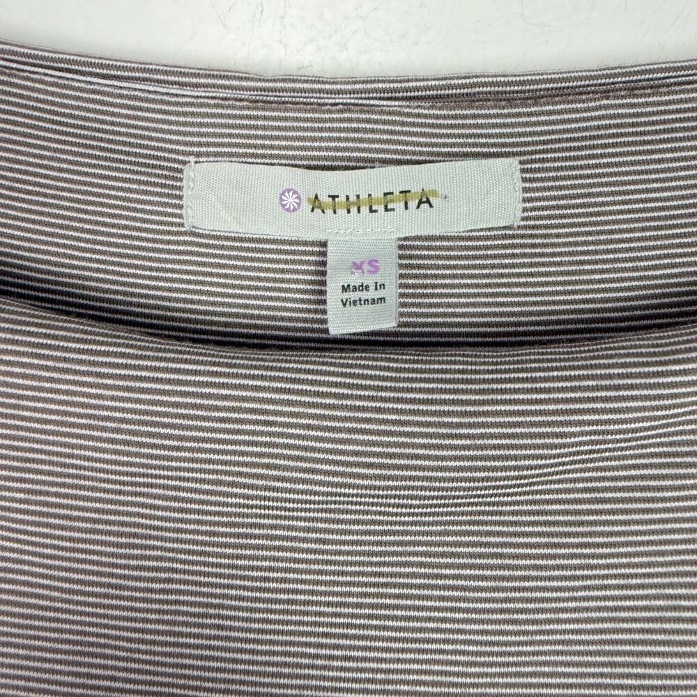 NWT Athleta Micro Stripe Westwood Ruched Dress Gray Grey Size XS NEW $98 - Picture 6 of 10